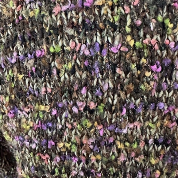 Women M TALBOT's Chunky Cardigan Sweater Brown Purple Colorful zipper Vtg - Picture 6 of 9